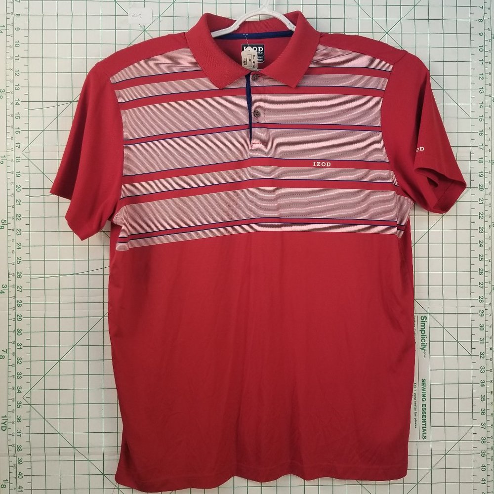 IZOD Athletic Red Striped Polo XL